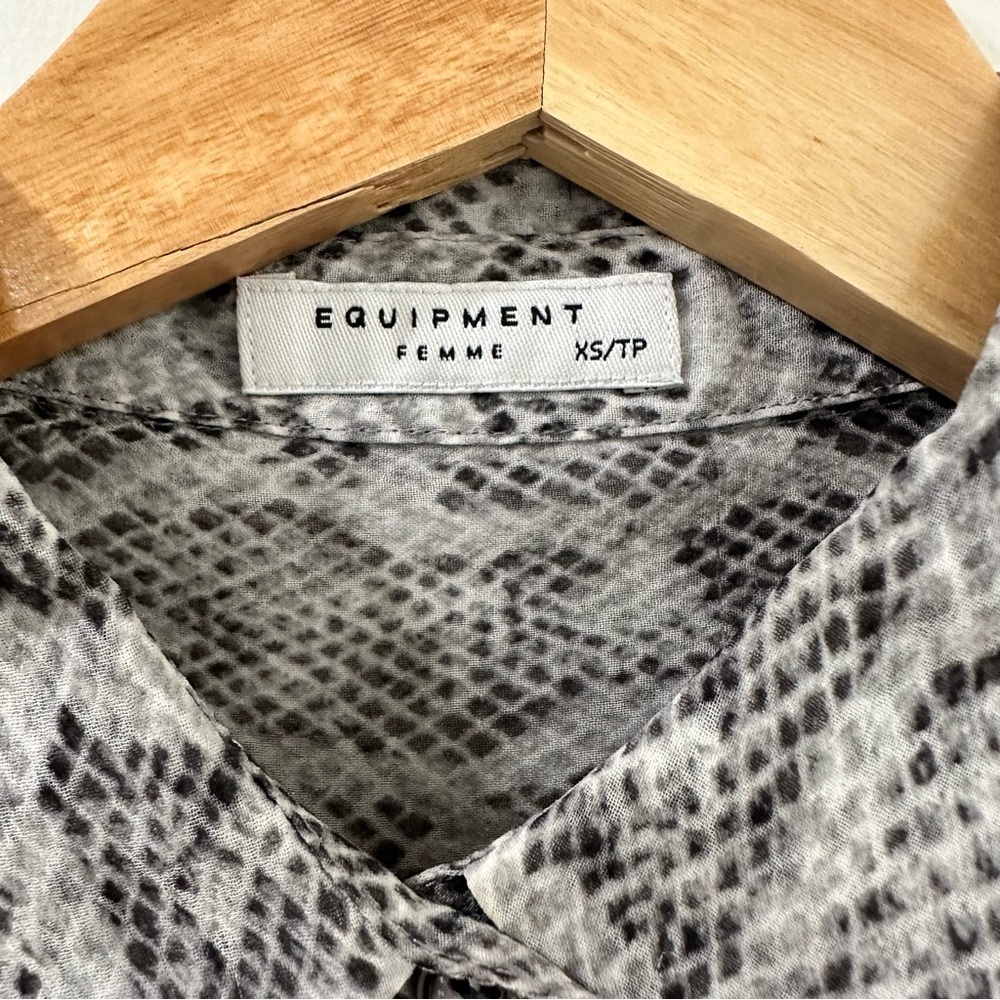 Equipment Sheer Snake Print Collared Button Down … - image 6